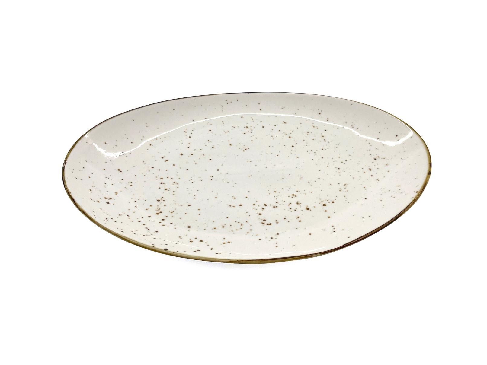 Fuente de servir de porcelana con diseño moteado de 31 x 21 x 3,5 cm