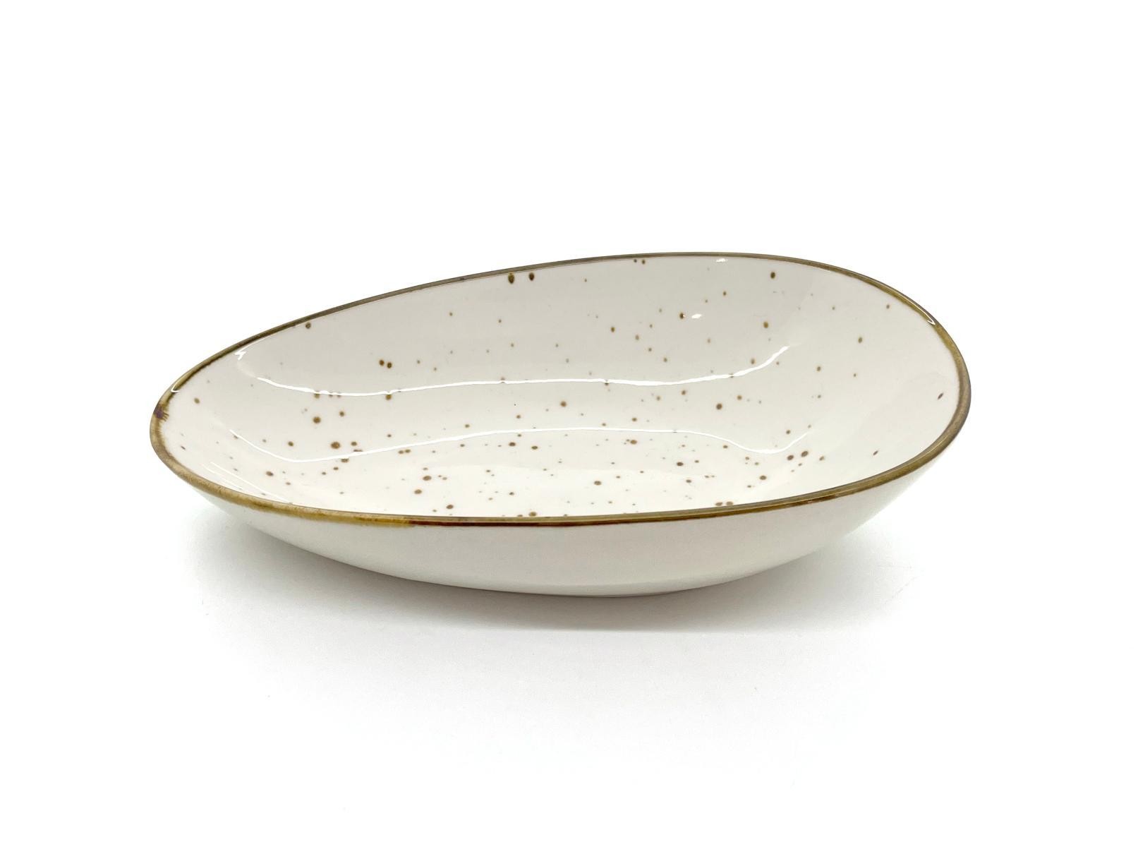Bowl hondo de porcelana con diseño moteado de 20,5 x 12,5 x 5 cm