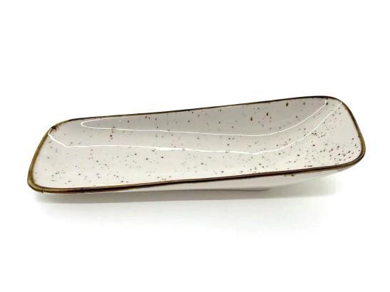 Fuente de servir de porcelana con diseño moteado de 30 x 9,5 x 5 cm
