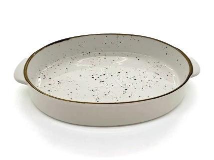 Fuente para horno de porcelana con diseño moteado de 34 x 22 x 5 cm