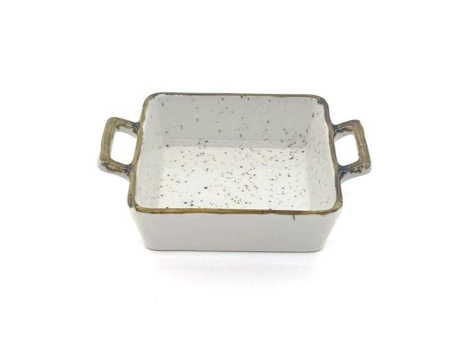 Fuente cuadrada para horno de porcelana con diseño moteado de 18 x 14 x 4 cm