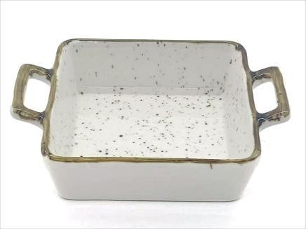 Fuente rectangular para horno de porcelana con diseño moteado de 31 x 23 x 5 cm
