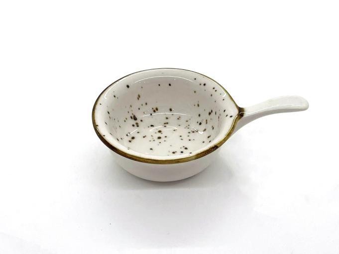 Pocillo para salsas de porcelana con diseño moteado de 13 x 9 x 3,5 cm