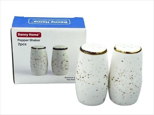Set de 2 condimenteros de porcelana con diseño moteado