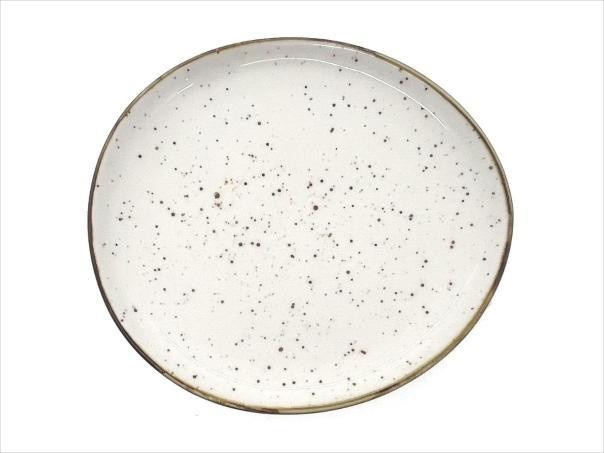 Plato de fondo de porcelana con diseño moteado de 21 x 19 x 2,5 cm