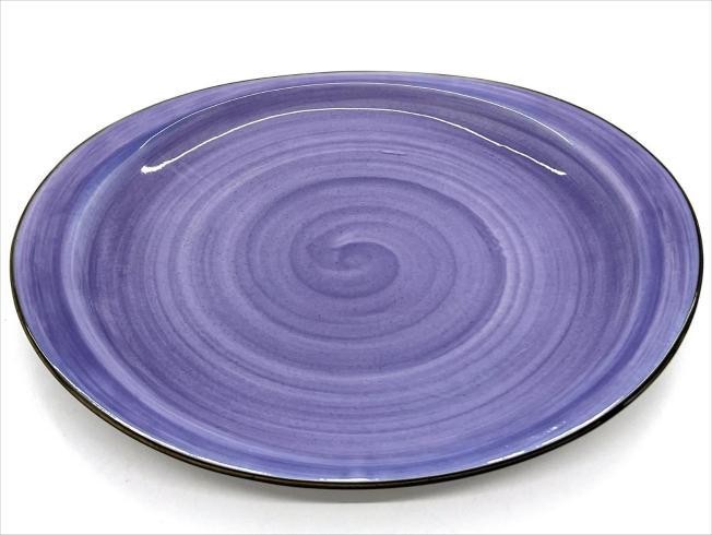 Plato de fondo de porcelana con diseño morado de 31 x 28 x 2 cm