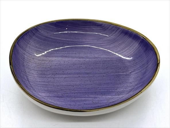 Plato hondo de porcelana morada de 26,5 x 21 x 4 cm