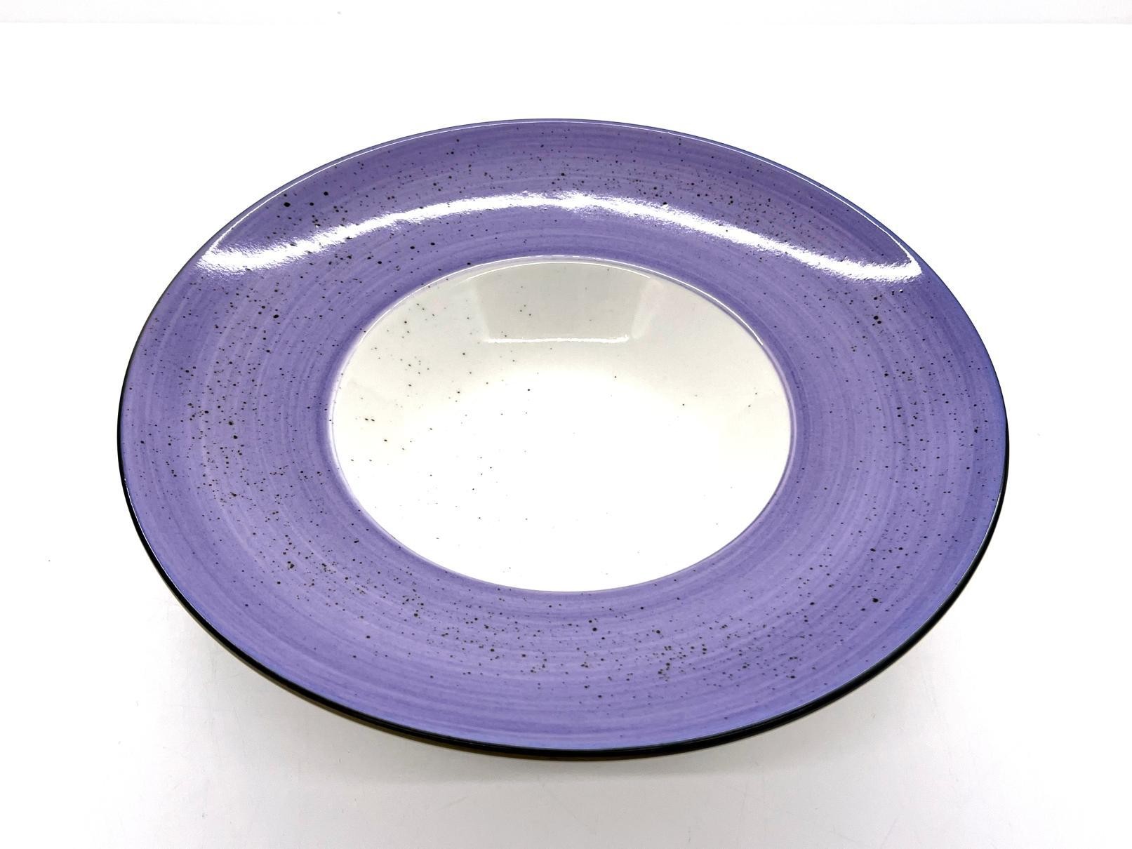 Plato para pastas de porcelana morada con centro blanco, 27,3 cm