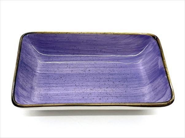 Fuente rectangular de porcelana con diseño morado de 16,2 x 11,7 x 4 cm