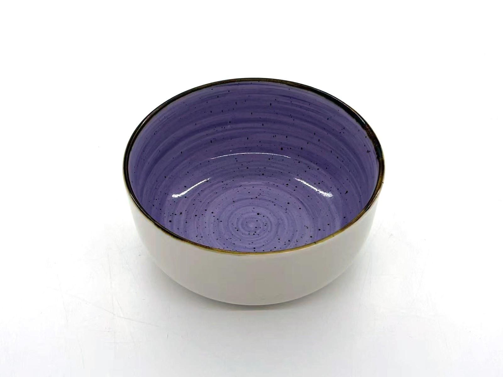 Bowl de porcelana con diseño morado de 15,5 x 15,5 x 7 cm