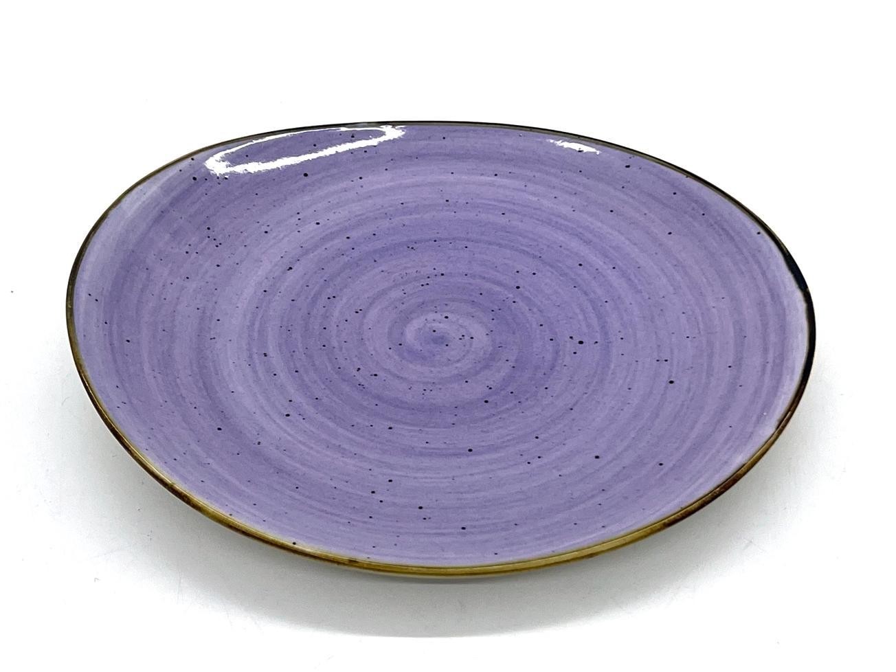 Plato de fondo de porcelana con diseño morado de 26 x 26 x 2 cm