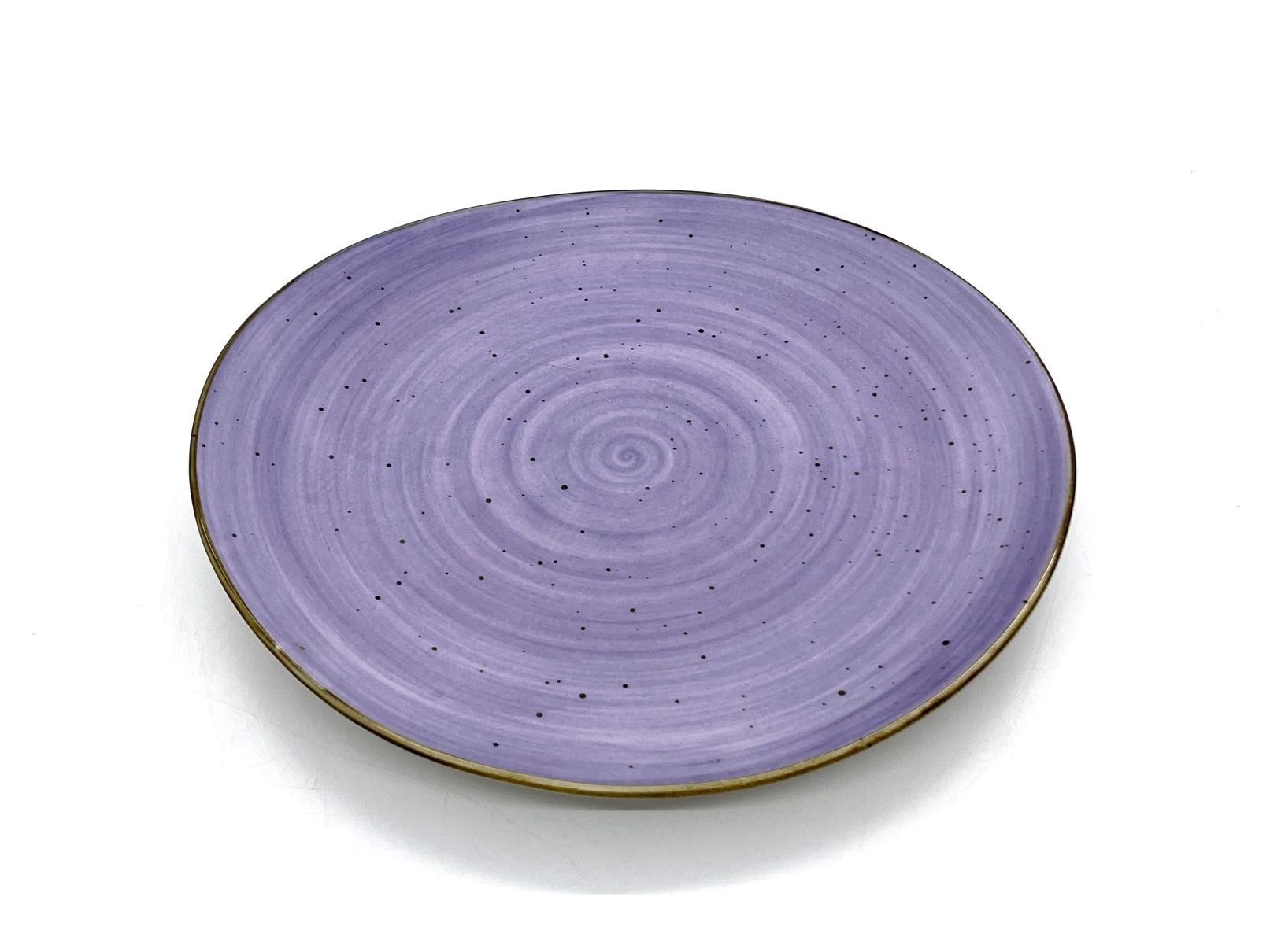 Plato de postre de porcelana con diseño morado de 20 x 18 x 2,5 cm