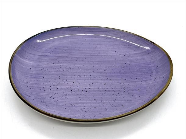 Plato de fondo de porcelana con diseño morado de 21 x 19 x 2,5 cm