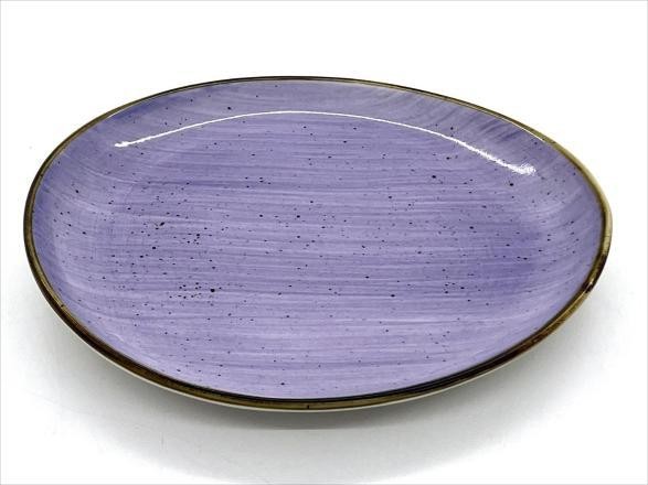 Plato de postre de porcelana morada de 18 x 16,5 x 2,5 cm