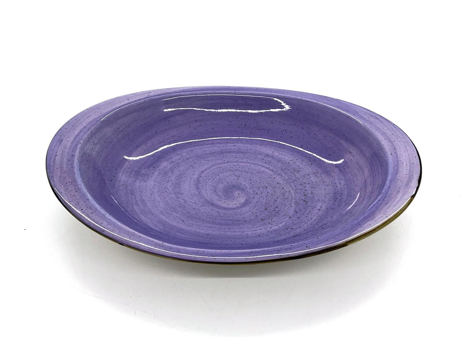 Plato hondo de porcelana con diseño morado de 19,5 x 18 x 3,5 cm