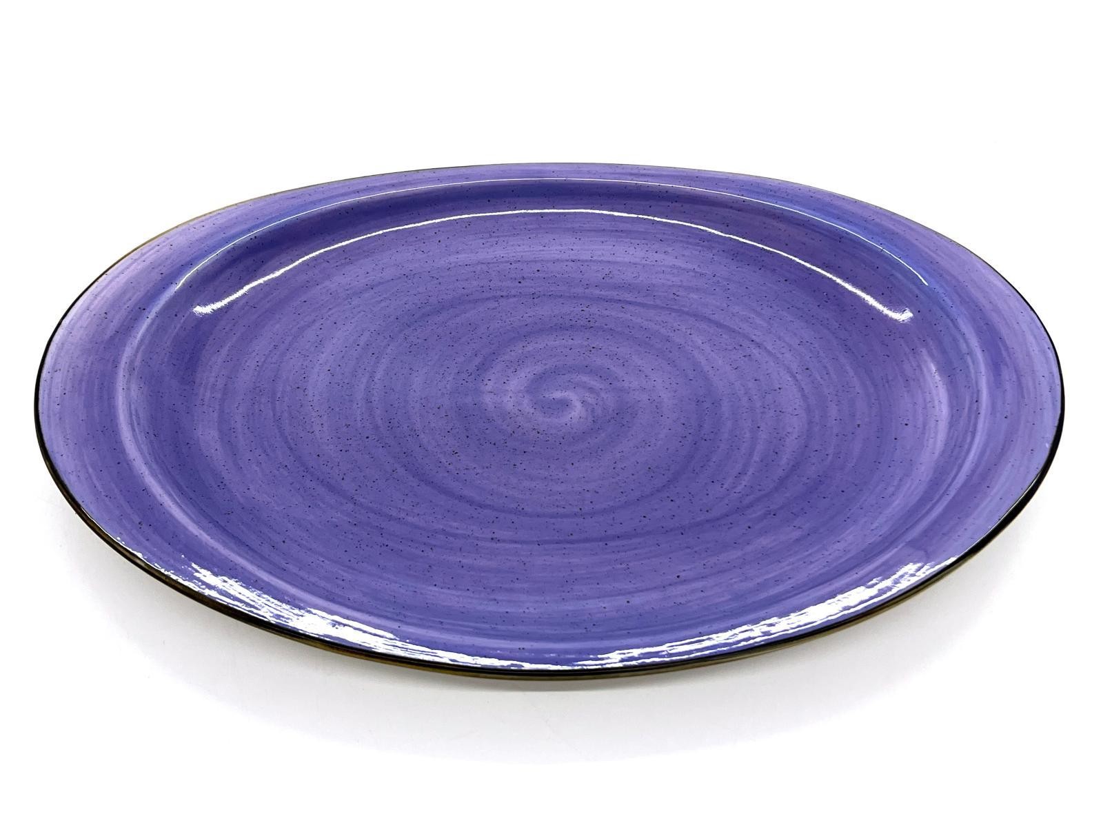 Plato ovalado de porcelana con diseño morado de 36,5 x 26,5 x 3 cm
