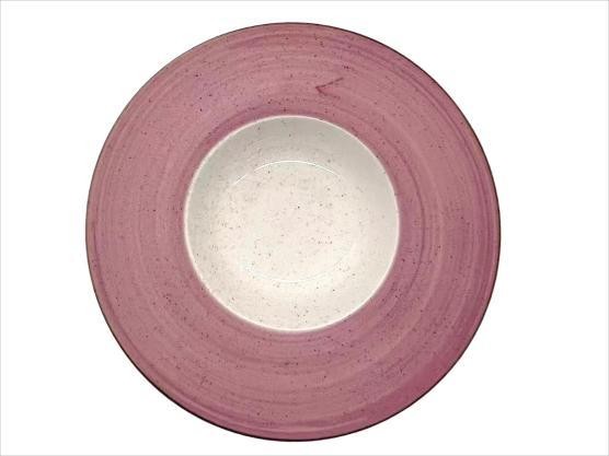 Plato para pastas de porcelana rosada con centro blanco, 24 cm
