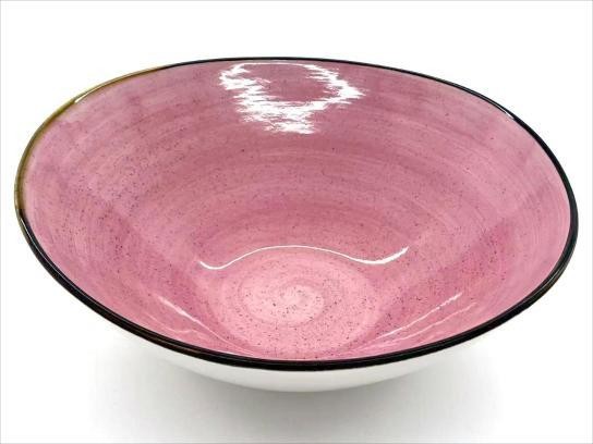 Ensaladera de porcelana con diseño rosado de 23 x 23 x 8 cm