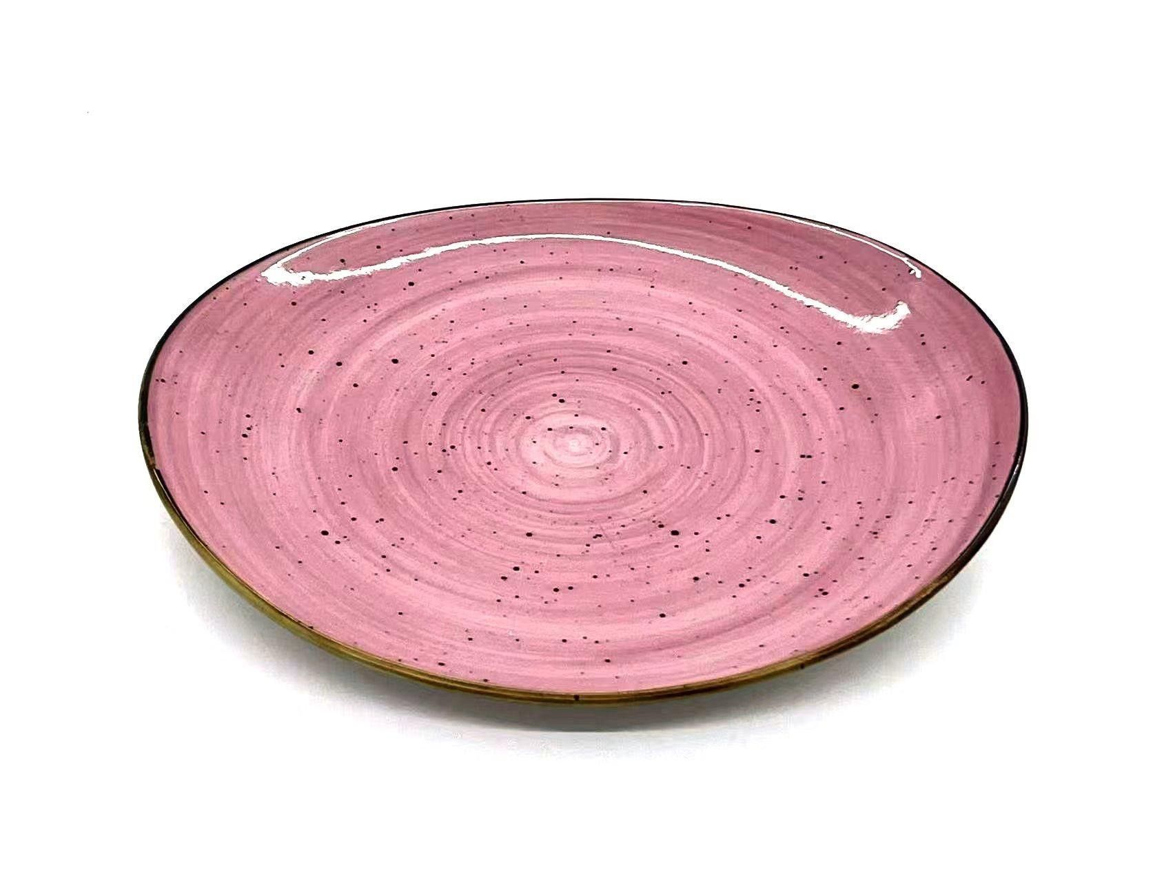 Plato de postre de porcelana con diseño rosado de 20 x 18 x 2,5 cm