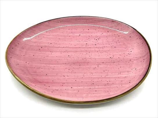 Plato de fondo de porcelana con diseño rosado de 27,5 x 25,5 x 3,1 cm