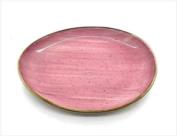 Plato de fondo de porcelana con diseño rosado de 21 x 19 x 2,5 cm