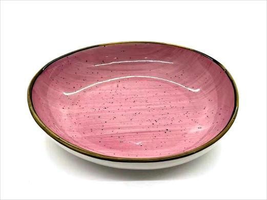 Plato hondo de porcelana con diseño rosado de 21,4 x 20 x 4 cm
