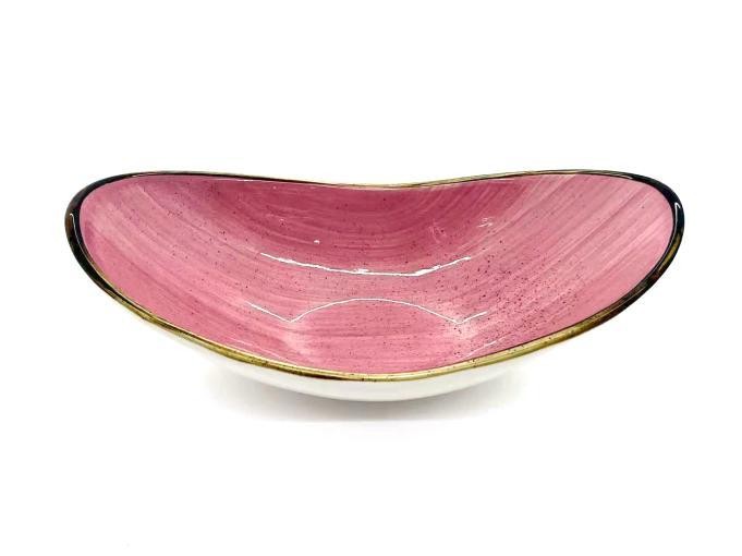 Bowl de porcelana con diseño rosado de 24,8 x 13,1 x 8,5 cm