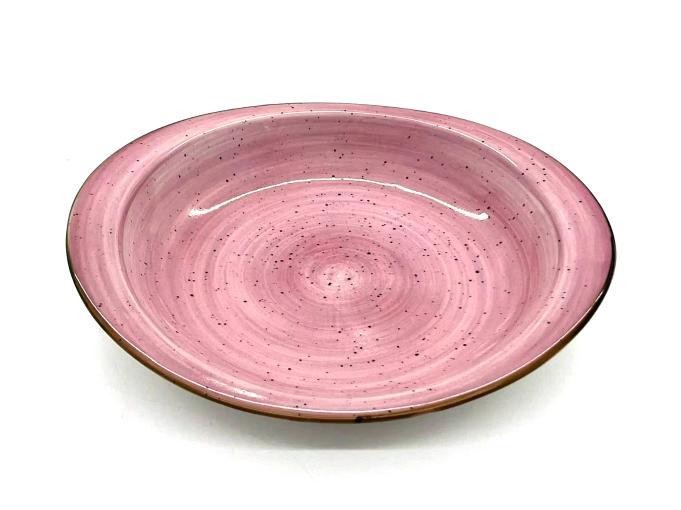 Plato hondo de porcelana con diseño rosado de 23 x 20,8 x 4 cm