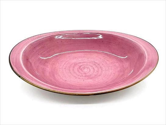 Plato hondo de porcelana con diseño rosado de 26 x 19 x 3,5 cm