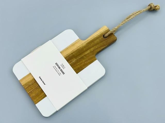 Tabla para servir de mármol y madera con mango, 25 x 15 cm
