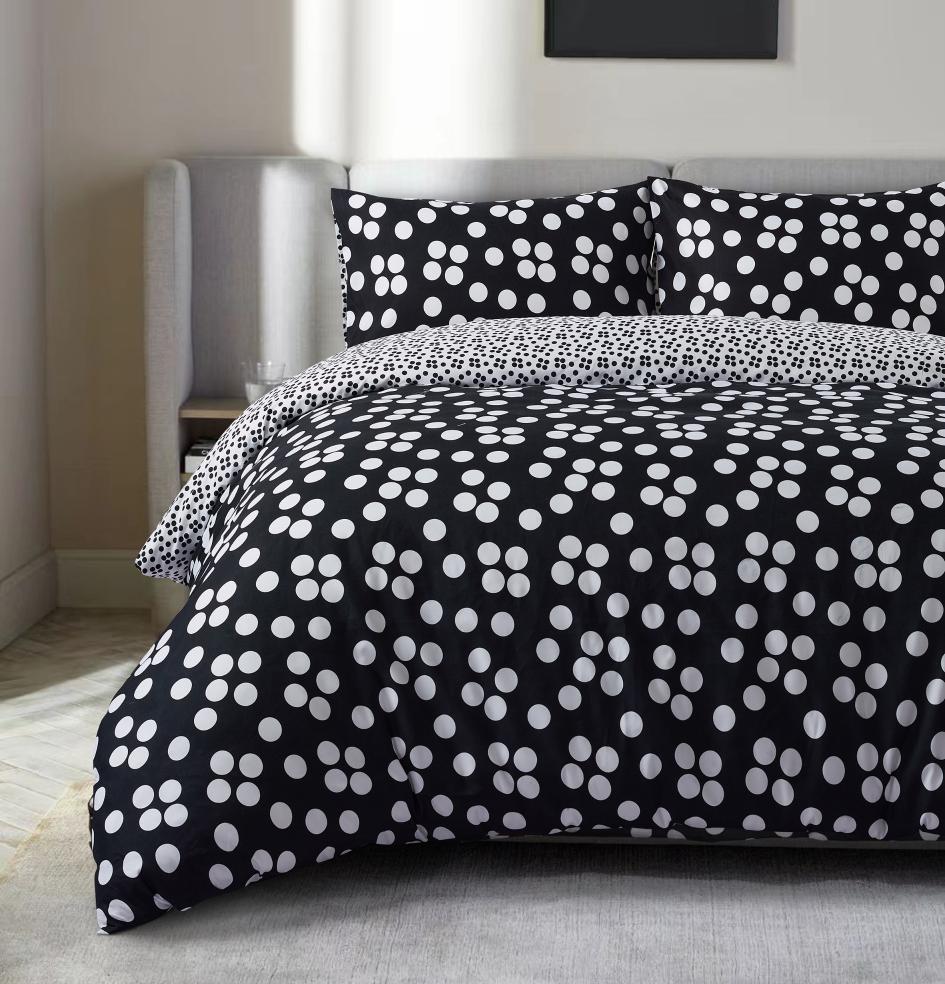 Set de funda de plumón con puntos en negro y blanco de 140 x 200 cm, 2 piezas