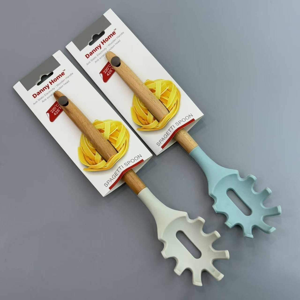 Cuchara para tallarines de silicona y haya de 33 cm