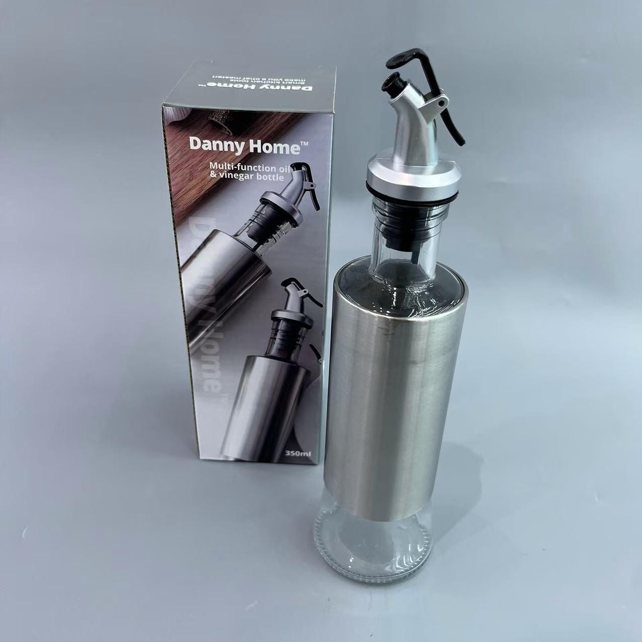 Aceitera de vidrio y acero inoxidable de 350 ml