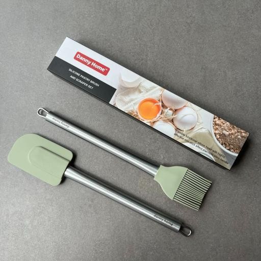 Set de pincel y espátula de silicona y acero, 2 piezas