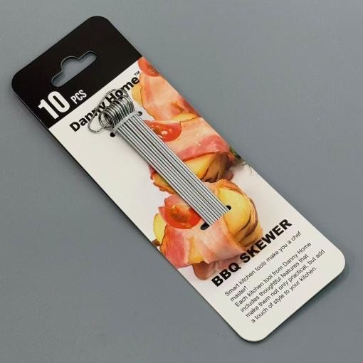 Set de 10 pinchos de acero inoxidable de 10 cm