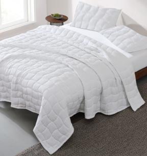 Set de cubrecama acolchado blanco con relieve de cuadrados de 140 x 200 cm, 2 piezas