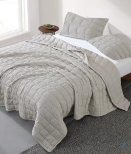 Set de cubrecama acolchado gris claro de 260 x 240 cm, 3 piezas
