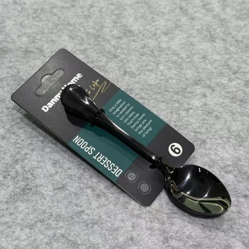 Set de 6 cucharas de postre con acabado negro de acero inoxidable 430