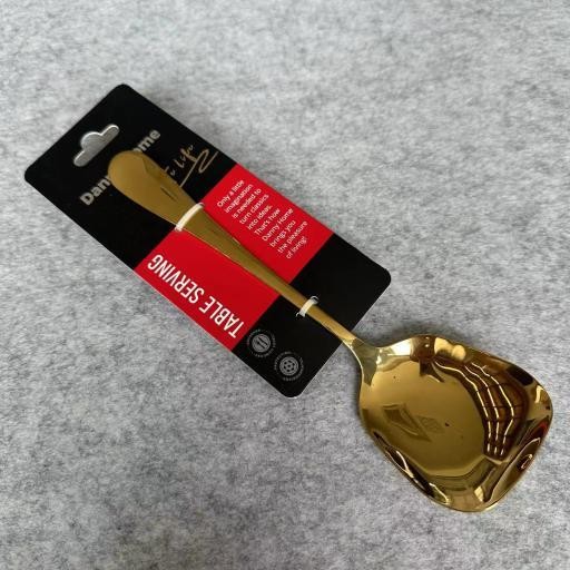 Cuchara para servir de acero inoxidable con acabado dorado