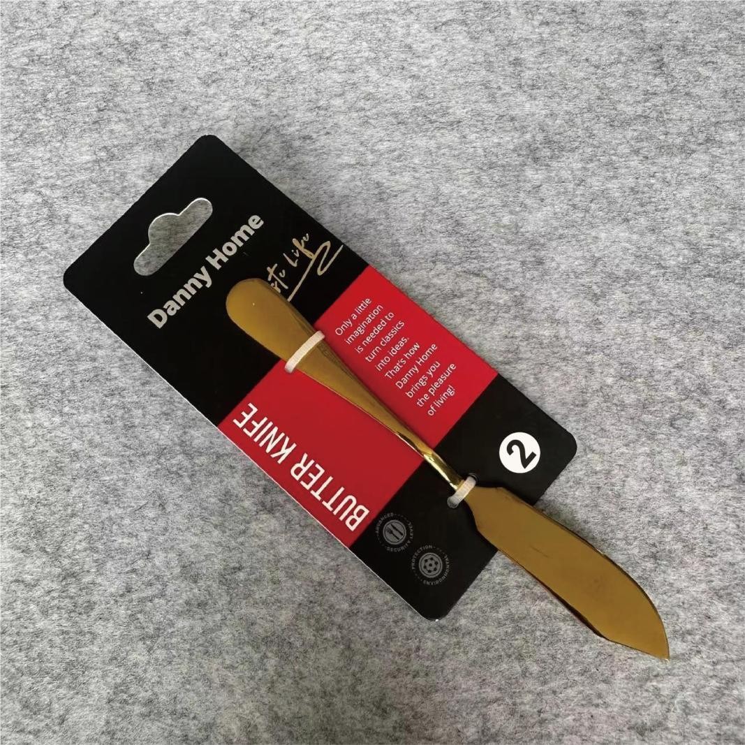 Set de 2 cuchillos para mantequilla con acabado dorado de acero inoxidable