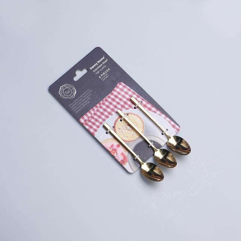 Set de 6 cucharas de café con acabado dorado de acero inoxidable 430 de 11 cm