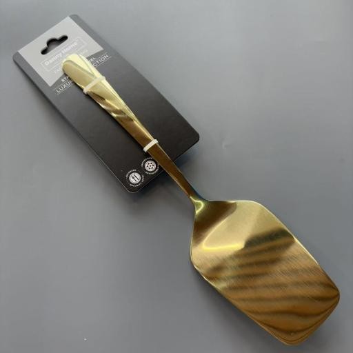 Espátula plana de cocina de acero inoxidable 430 con acabado dorado