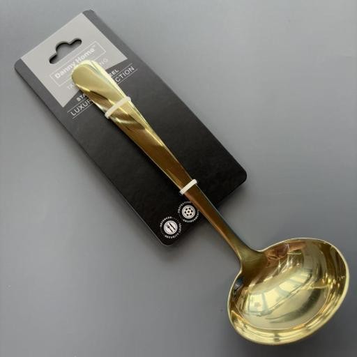 Cucharón para sopa de acero inoxidable 430 con acabado dorado