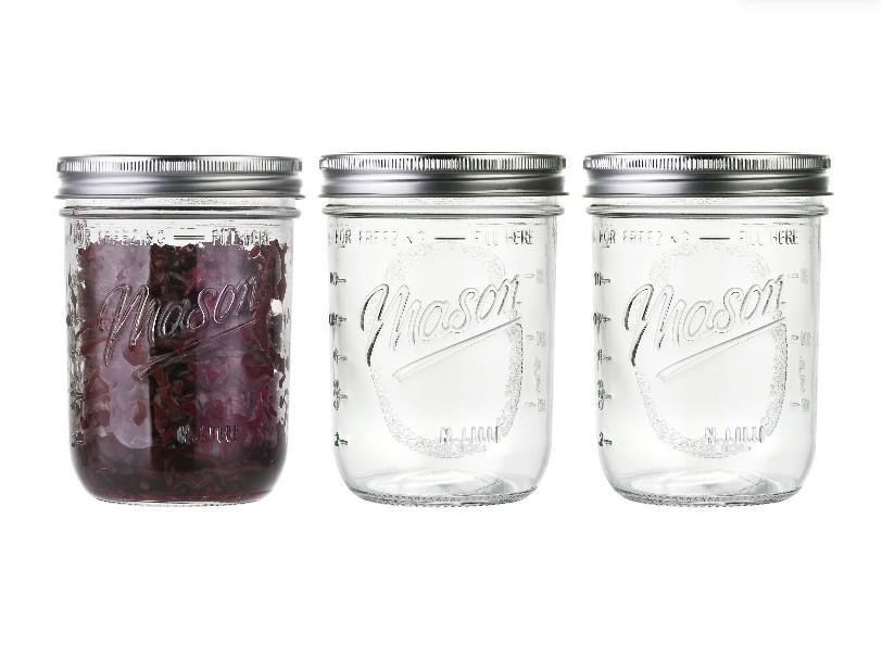Set de almacenamiento de vidrio estilo Mason de 480 ml