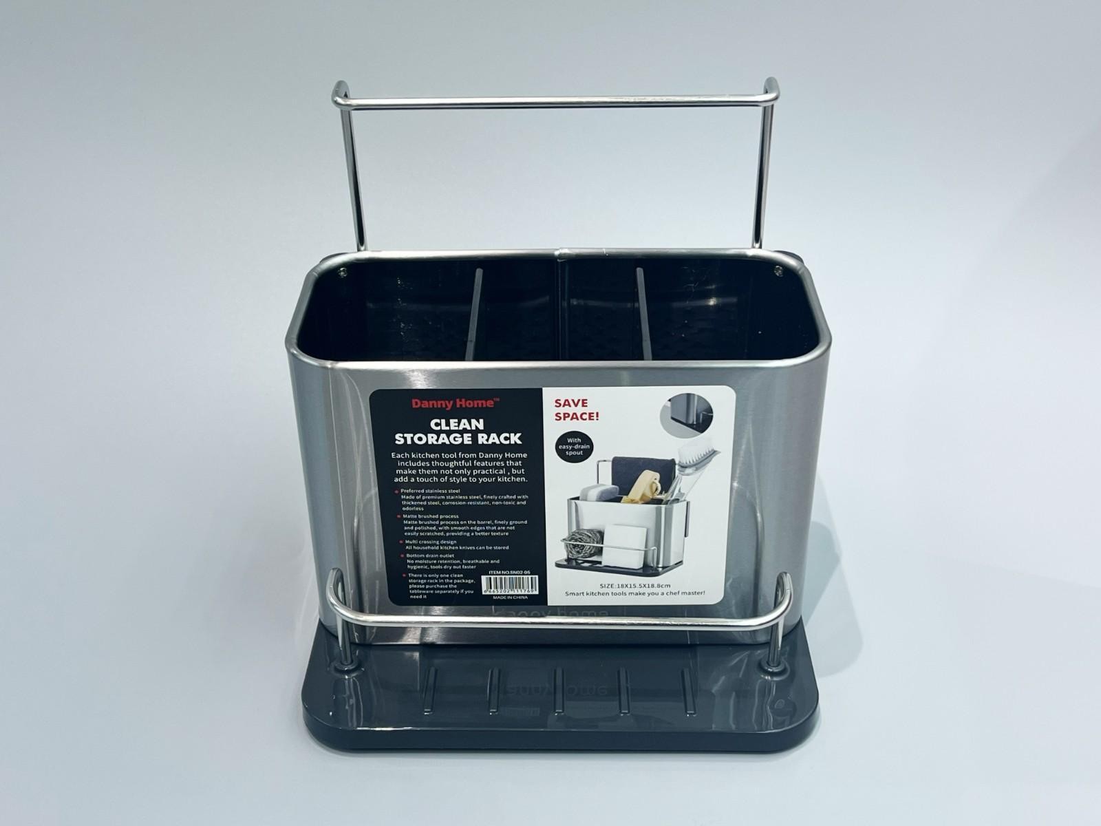 Organizador para lavaplatos con barra de acero inoxidable