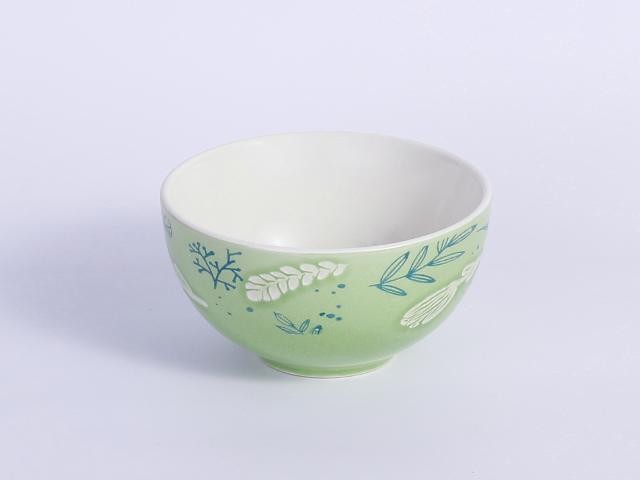 Bowl de porcelana con hojas decorativas de 17 x 6 cm