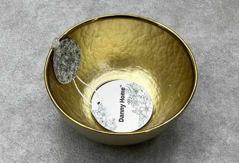 Bowl hondo de vidrio con acabado dorado de 15 x 6,5 cm